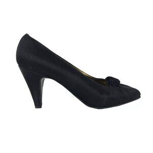 Calvin Klein Women Black‎ Suede Pointed Toe Slip On Cone Pump Heels Size 7 M